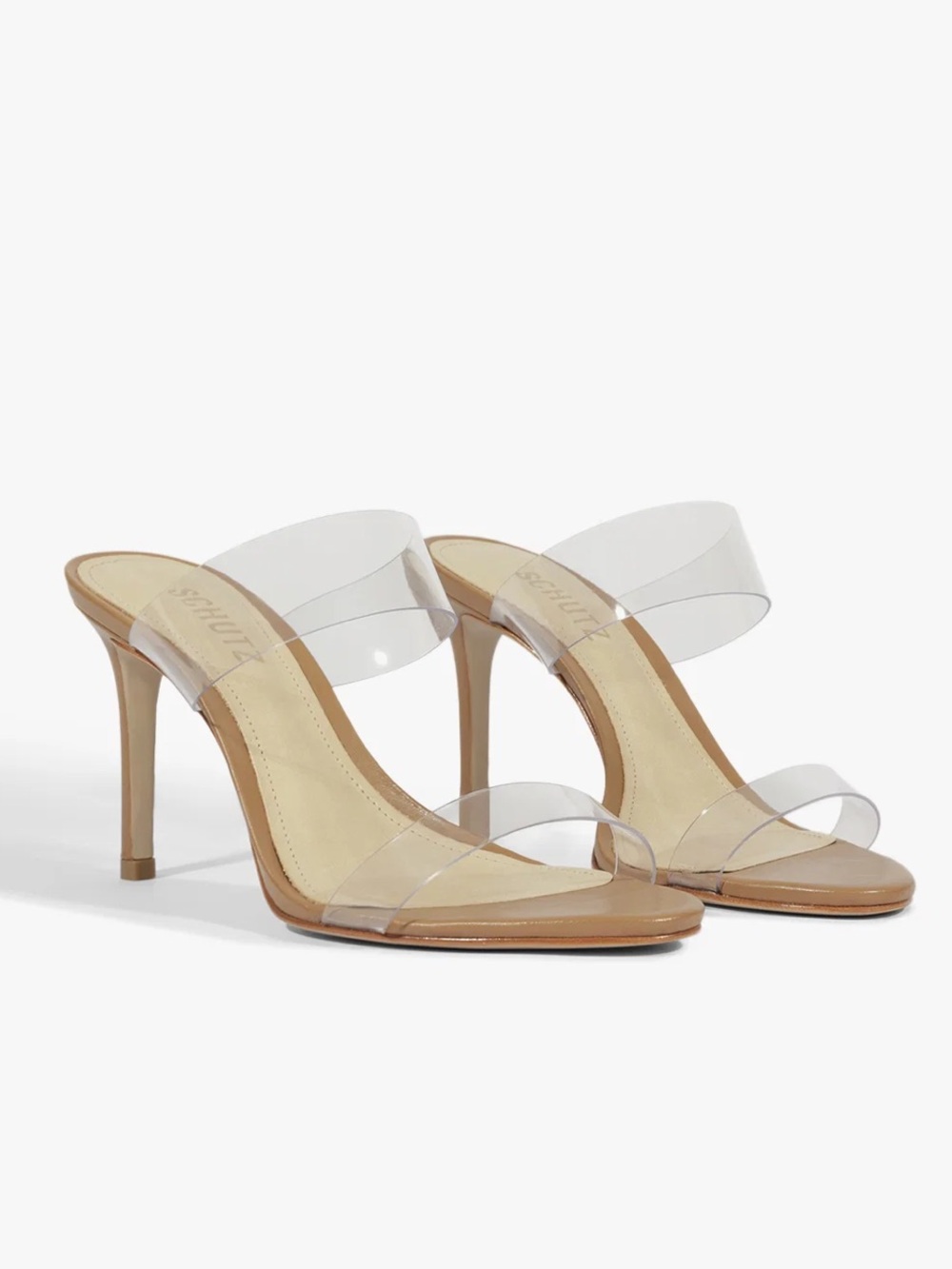 SCHUTZ Ariella Heels Transparent Clear Tan Stilettos shoes Revolve 9